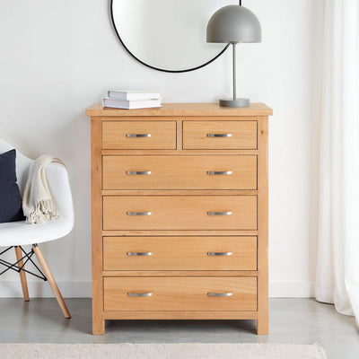 London Oak 2 over 4 Drawer Chest