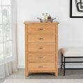London Oak 5 Drawer Chest for contemporary bedroom from Roseland Furniture