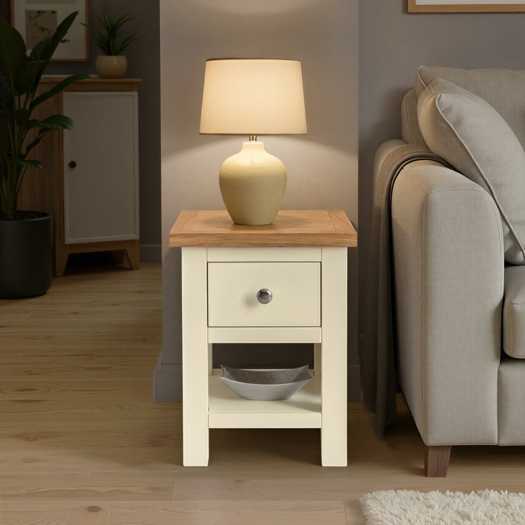 Farrow Cream Side Lamp Table from Roseland Furniture