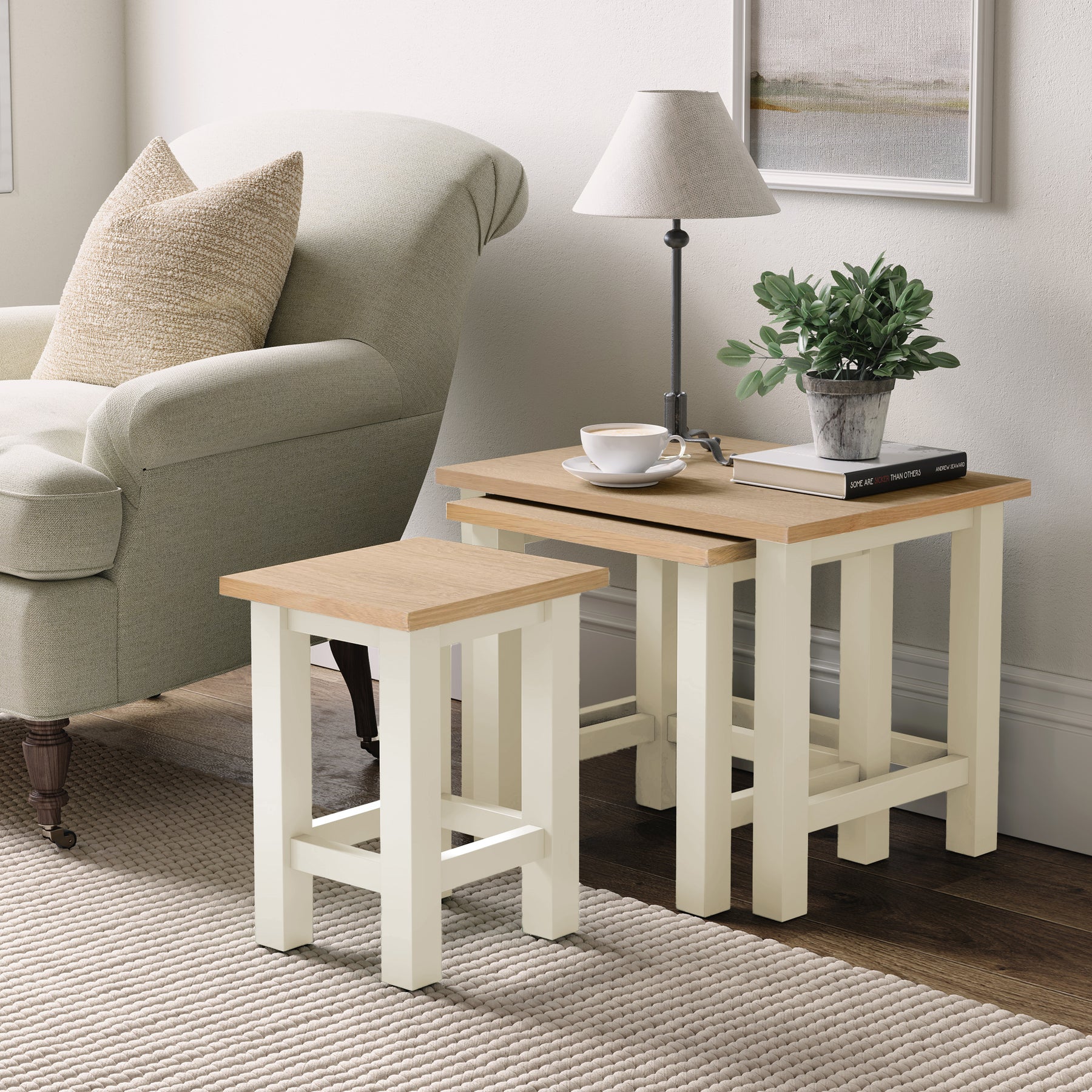 Farrow Cream Nest of 3 Tables from Roseland Furniture