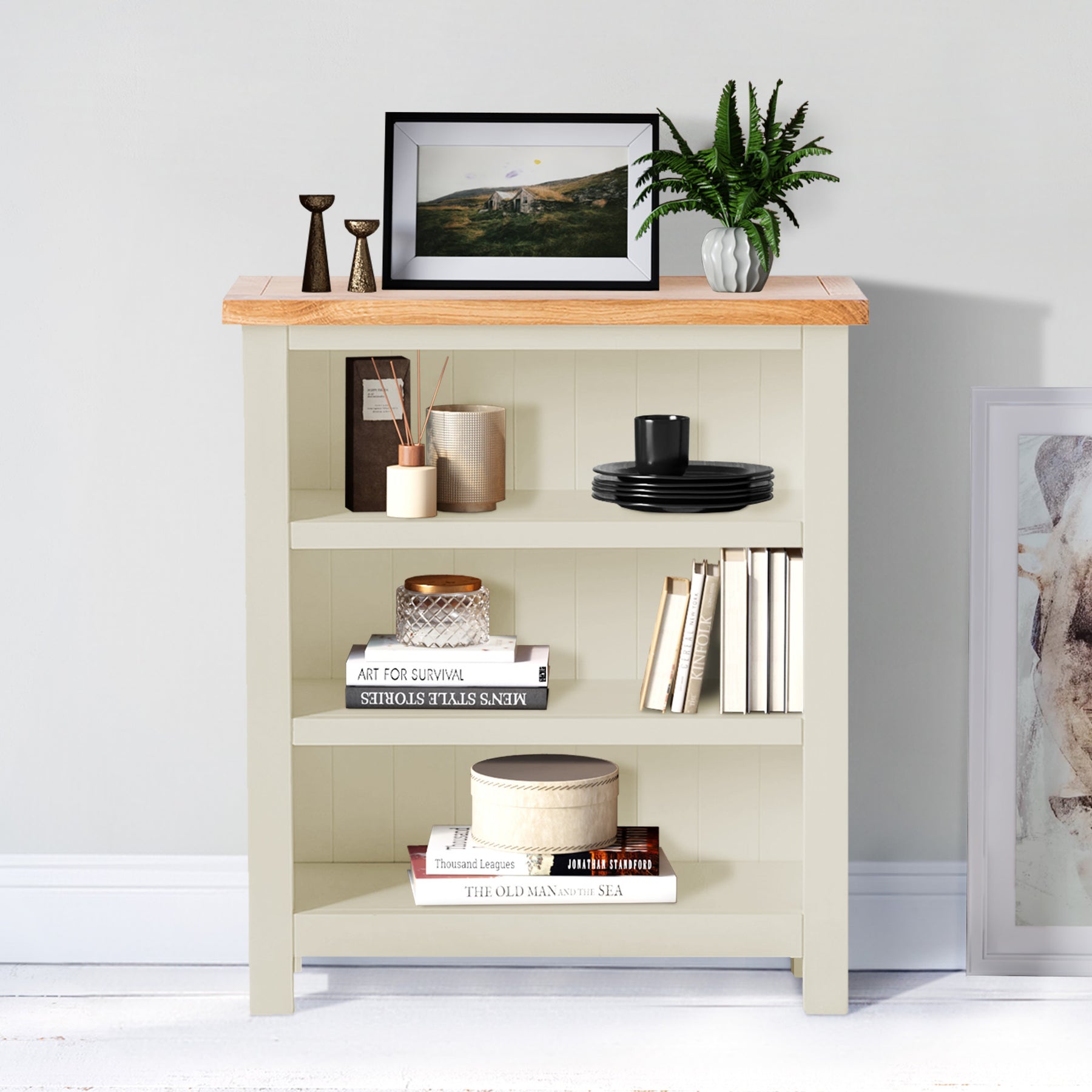 Farrow Cream Low Bookcase for living roome