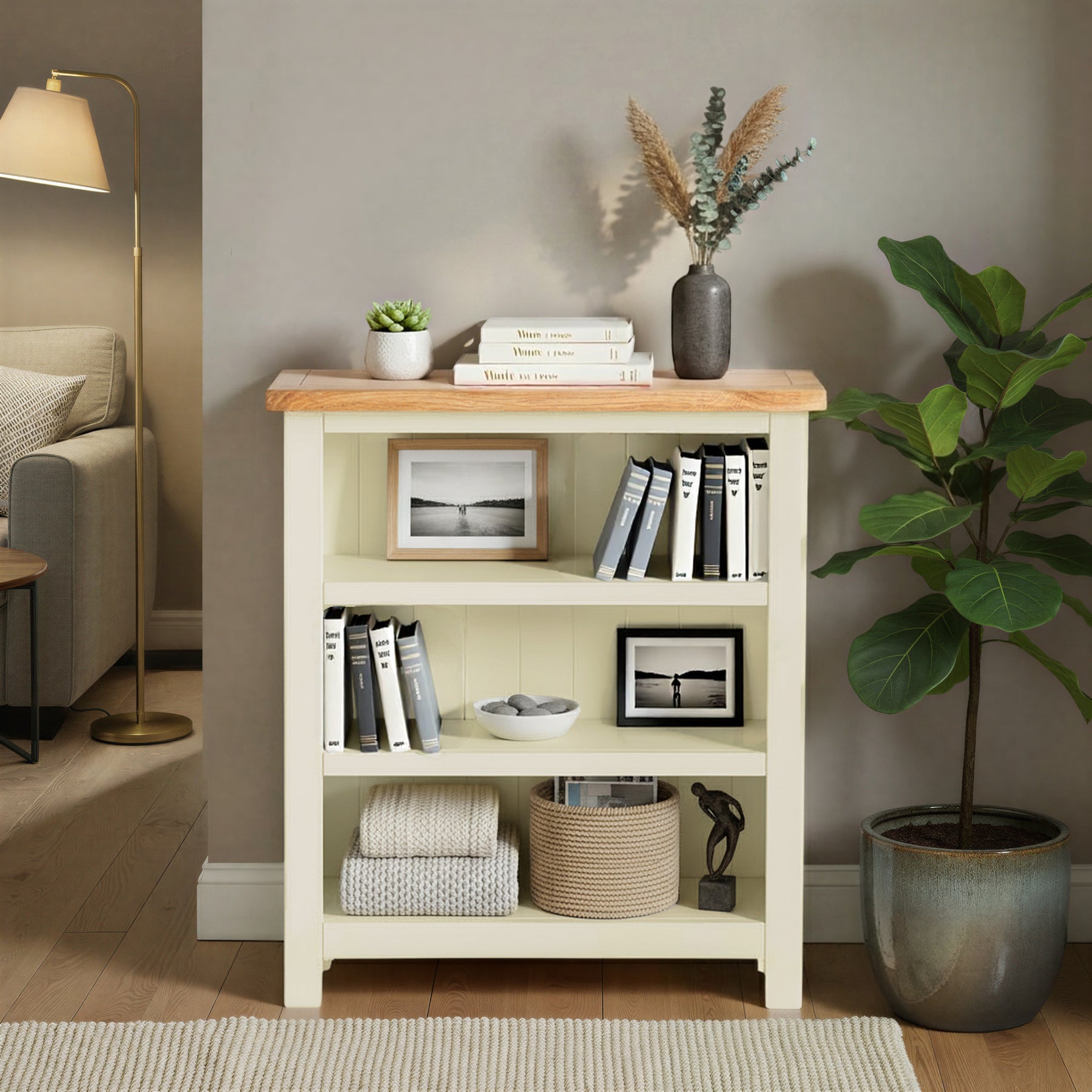 Farrow Cream Low Bookcase from Roseland Furniture
