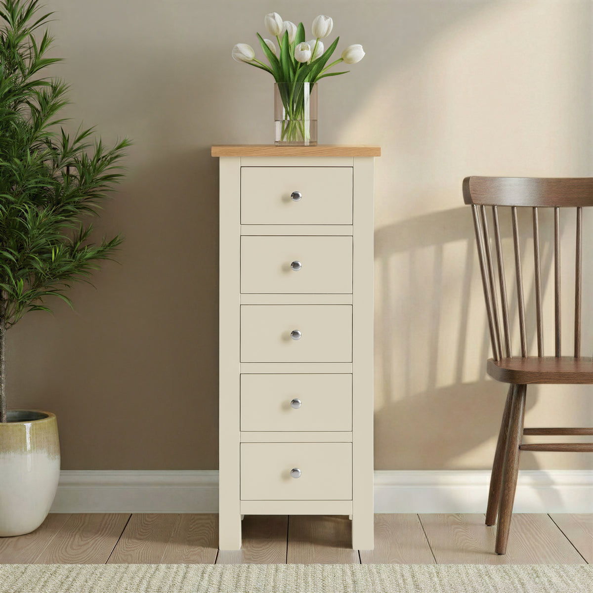 Farrow Cream 5 Drawer Tallboy Chest from Roseland Furniture