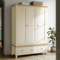Farrow Cream Triple Wardrobe with Storage Drawers from Roseland Furniture