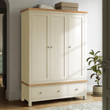 Farrow Cream Triple Wardrobe with Storage Drawers from Roseland Furniture