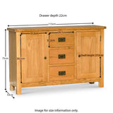 Surrey Oak 3 Drawer Sideboard from Roseland Furniture