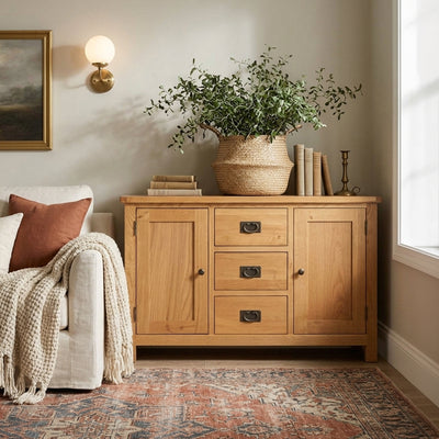 Surrey Oak 3 Drawer Sideboard