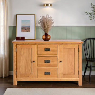 Surrey Oak 3 Drawer Sideboard