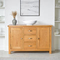 London Oak 3 Drawer Sideboard Cabinet for contemporary living or dining room from Roseland Furniture