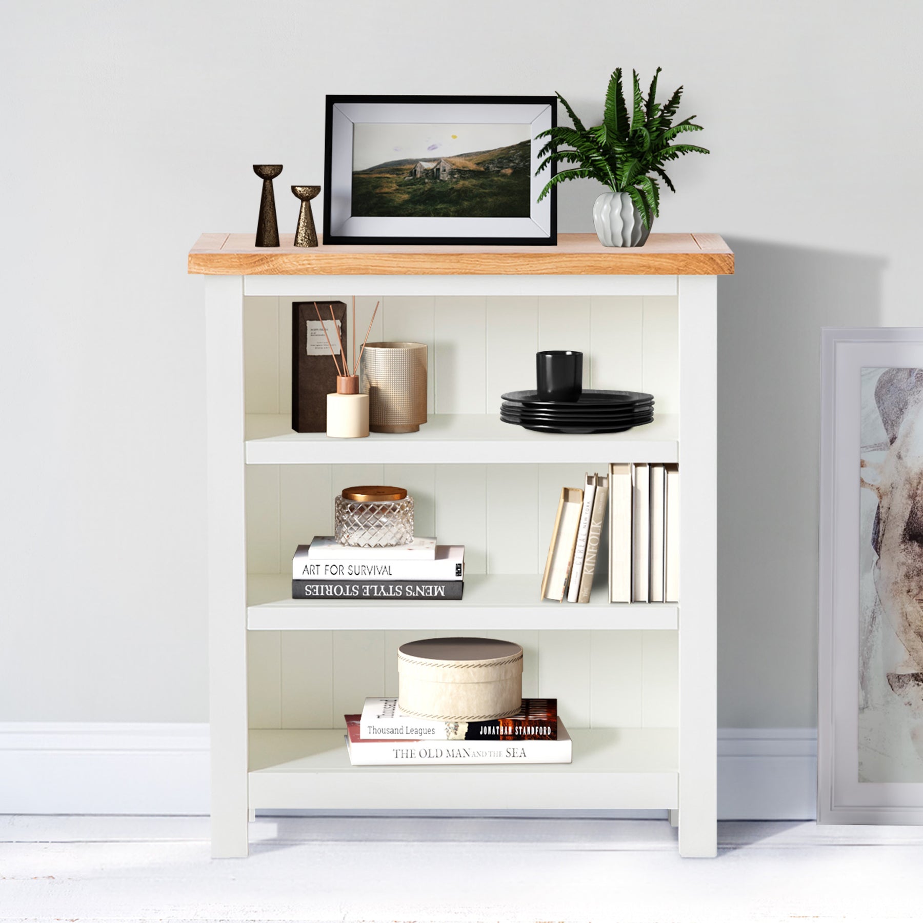Farrow White Low Bookcase for living roome