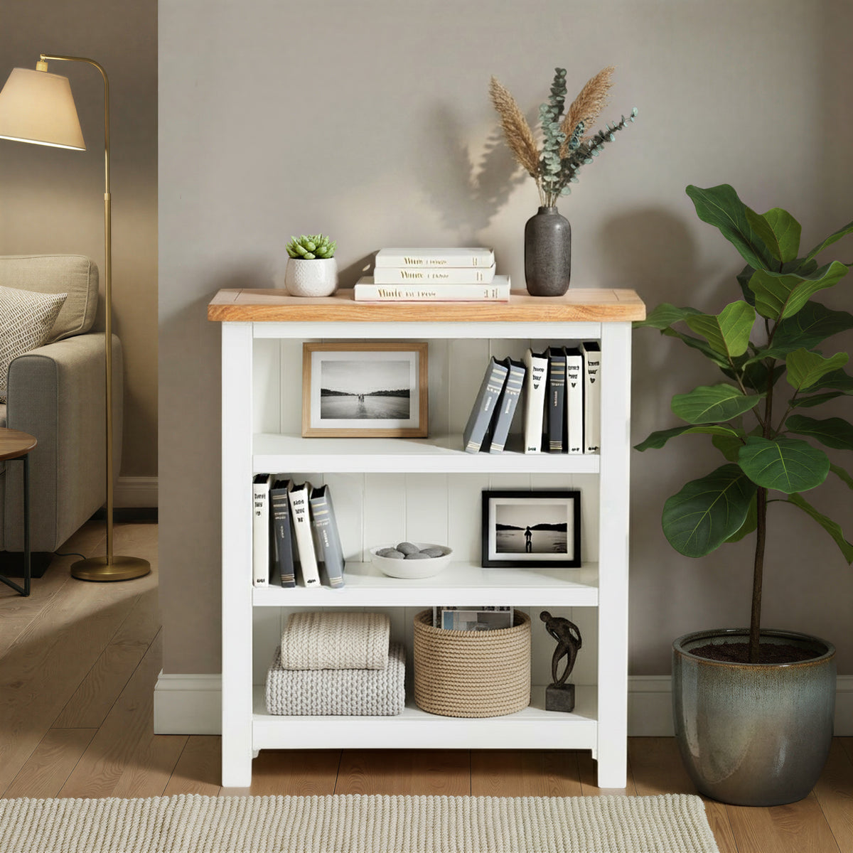 Farrow White Low Bookcase from Roseland Furniture