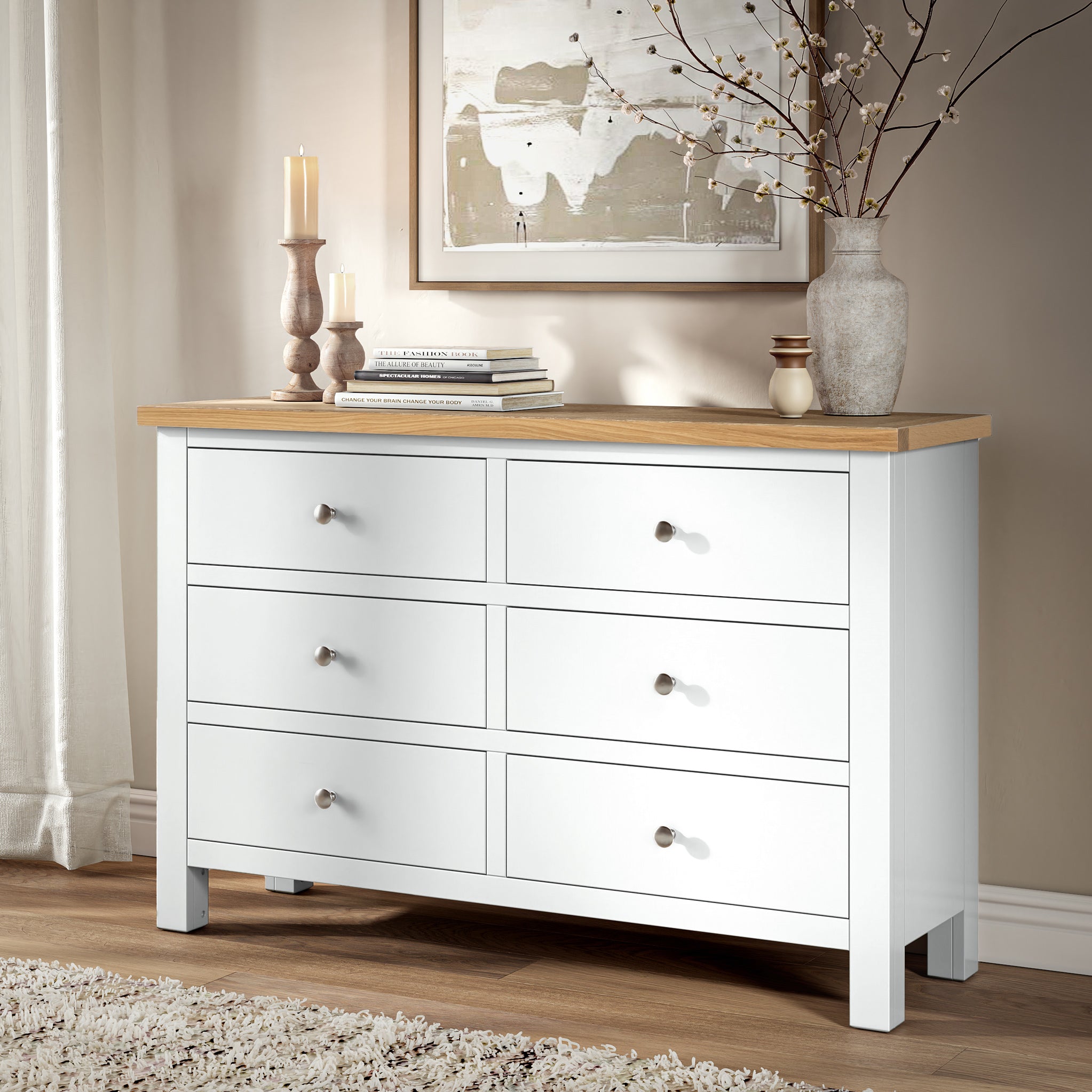 Farrow 6 Drawer Chest | Grey, Cream, White & More Colours | Roseland