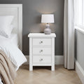 Cornish White 3 Drawer Bedside Table from Roseland Furniture