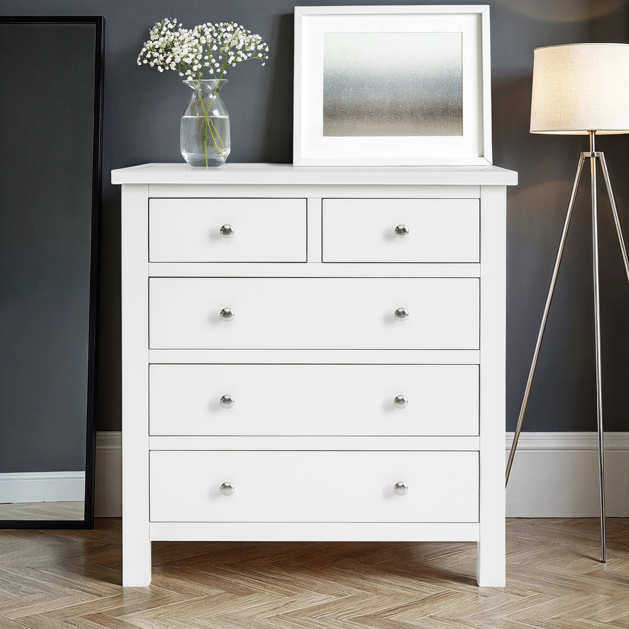Cornish Painted Chest of Drawers | White Grey Black | Roseland