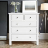 Cornish White 2 Over 3 Chest of Drawers from Roseland Furniture