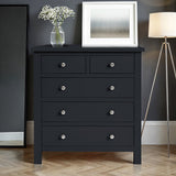 Cornish Black 2 Over 3 Chest of Drawers from Roseland Furniture