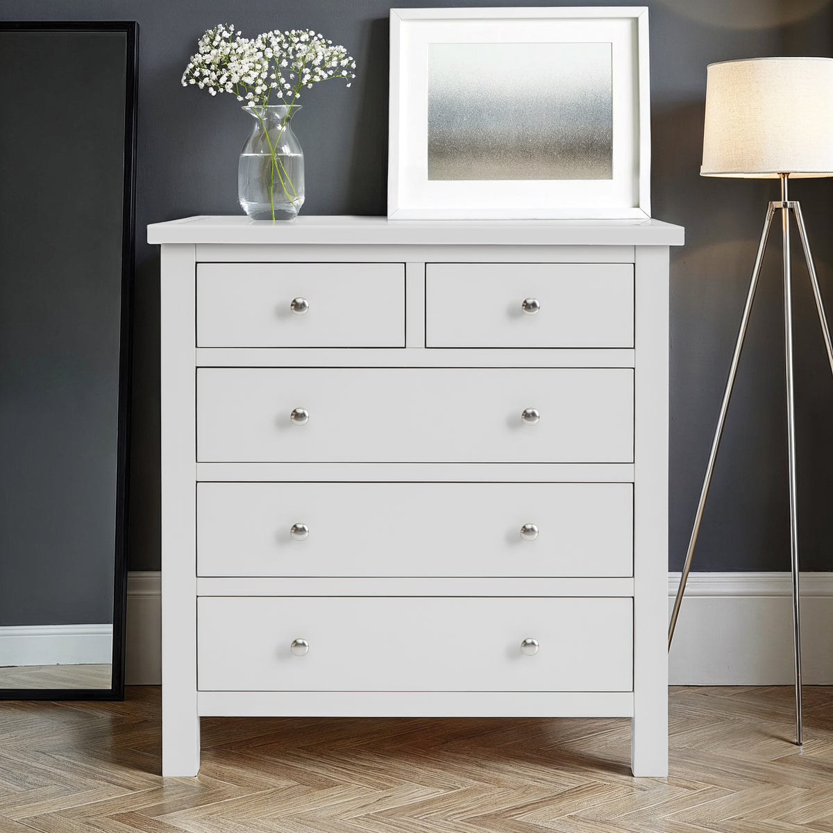 Cornish Dove Grey 2 Over 3 Chest of Drawers from Roseland Furniture