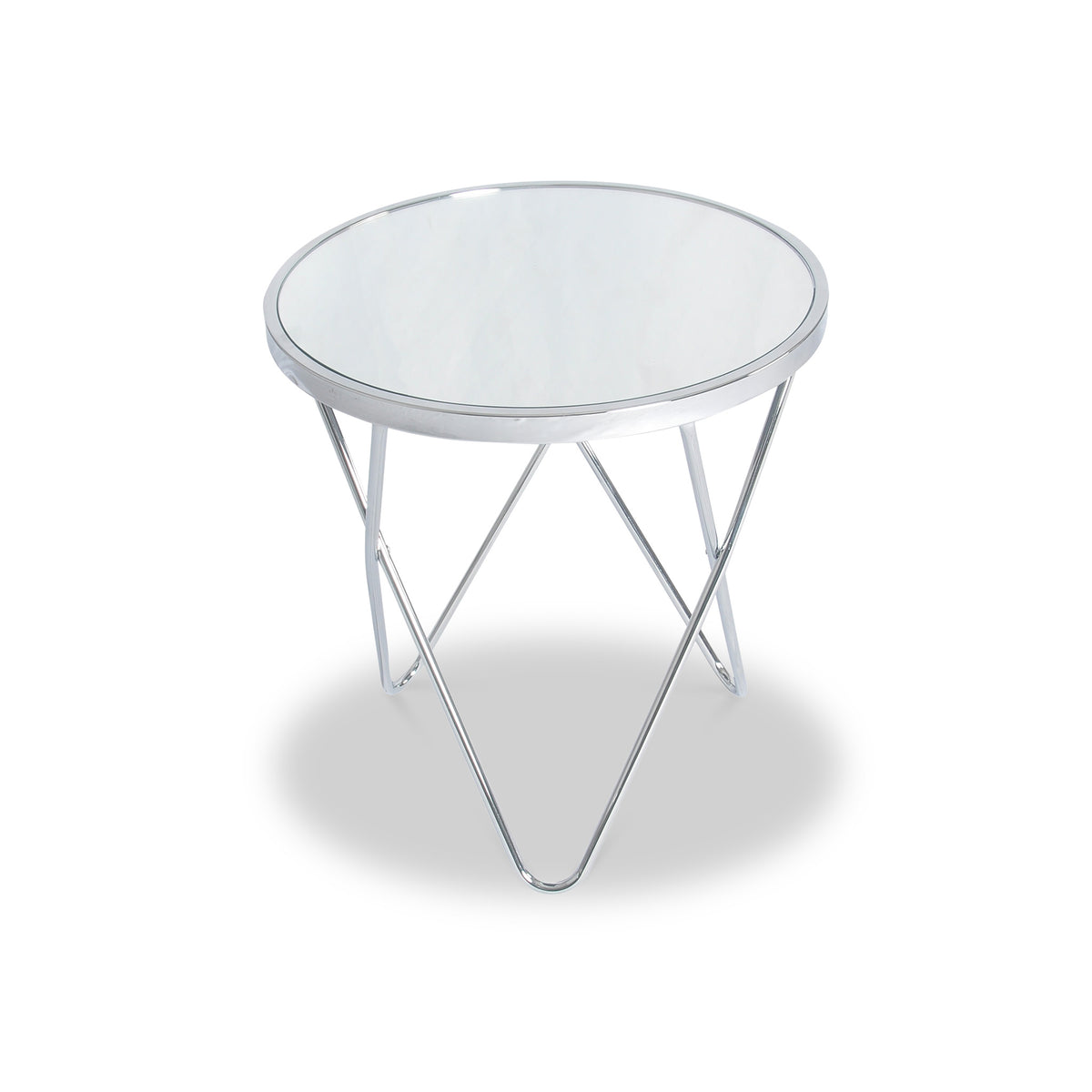 Rhodes Round Chrome Lamp Table from Roseland Furniture
