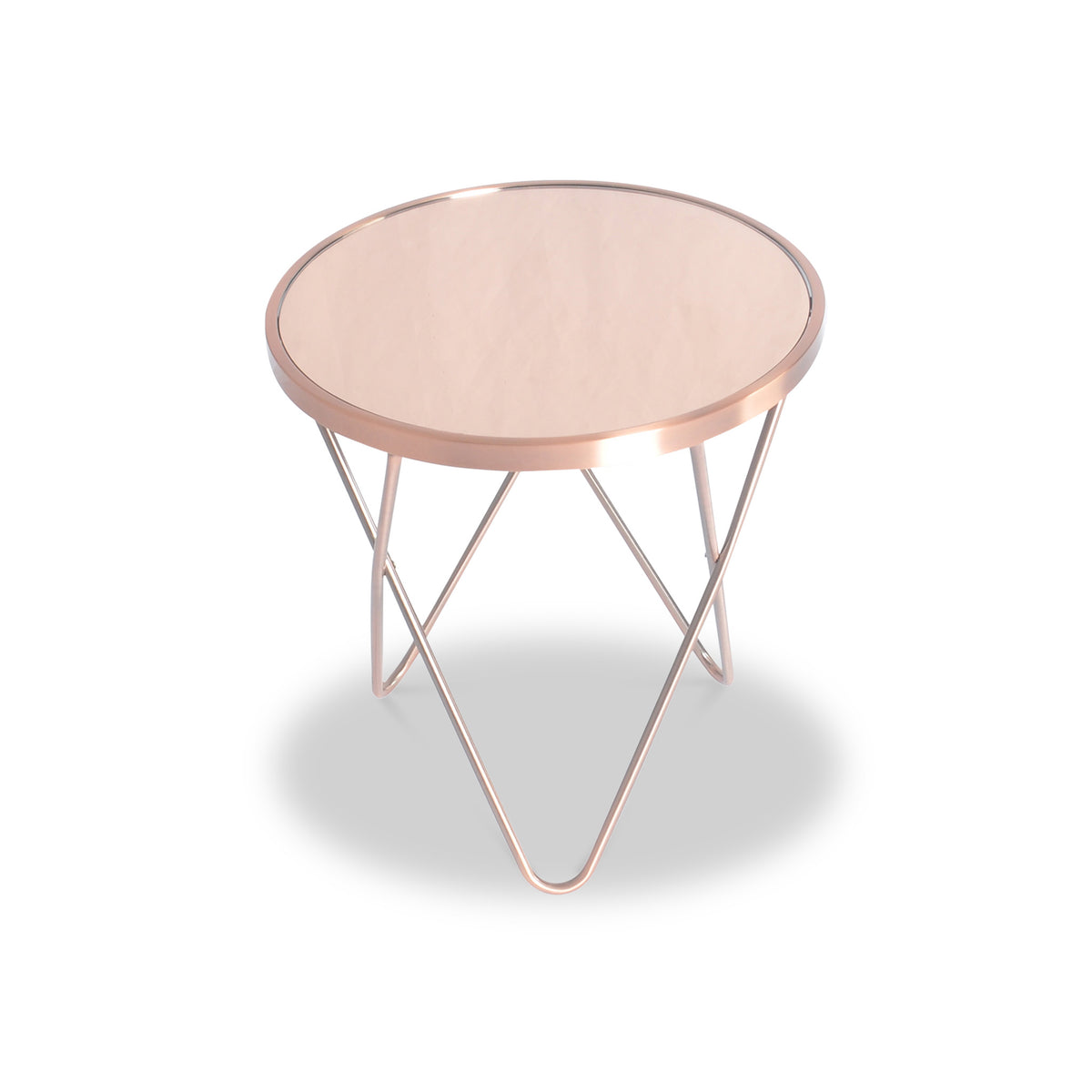 Rhodes Round Copper Lamp Table from Roseland Furniture