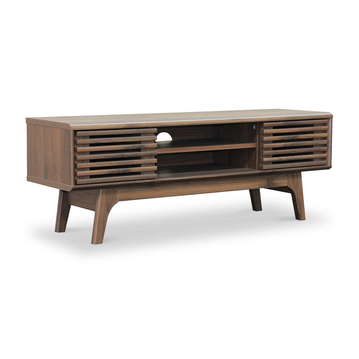 Brunswick Walnut Effect Slatted TV Stand Unit from Roseland Furniture
