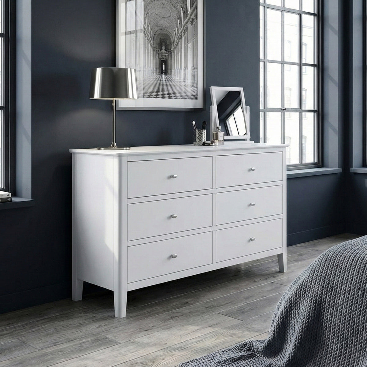 Chester White 6 Drawer Chest of Drawers By Roseland Furniture