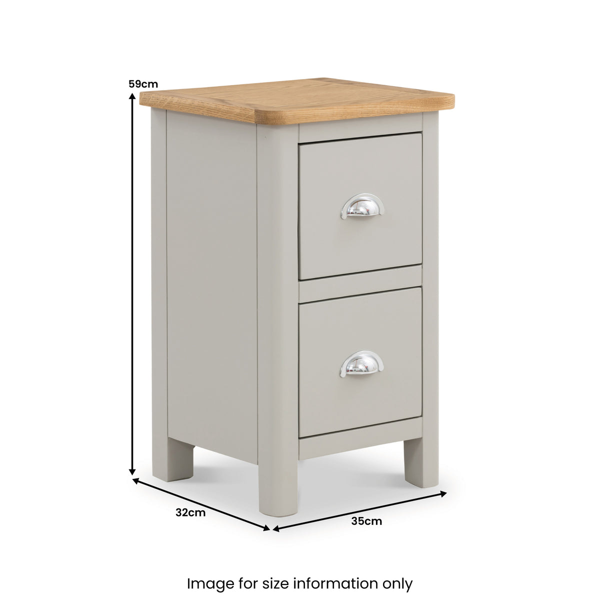 Thurwell Oak 2 Drawer Slim Bedside from Roseland Furniture
