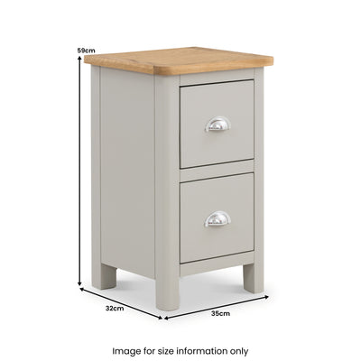Thurwell Oak 2 Drawer Slim Bedside Table