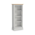 Bude Grey Slim Bookcase with Painted Shelves from Roseland Furniture
