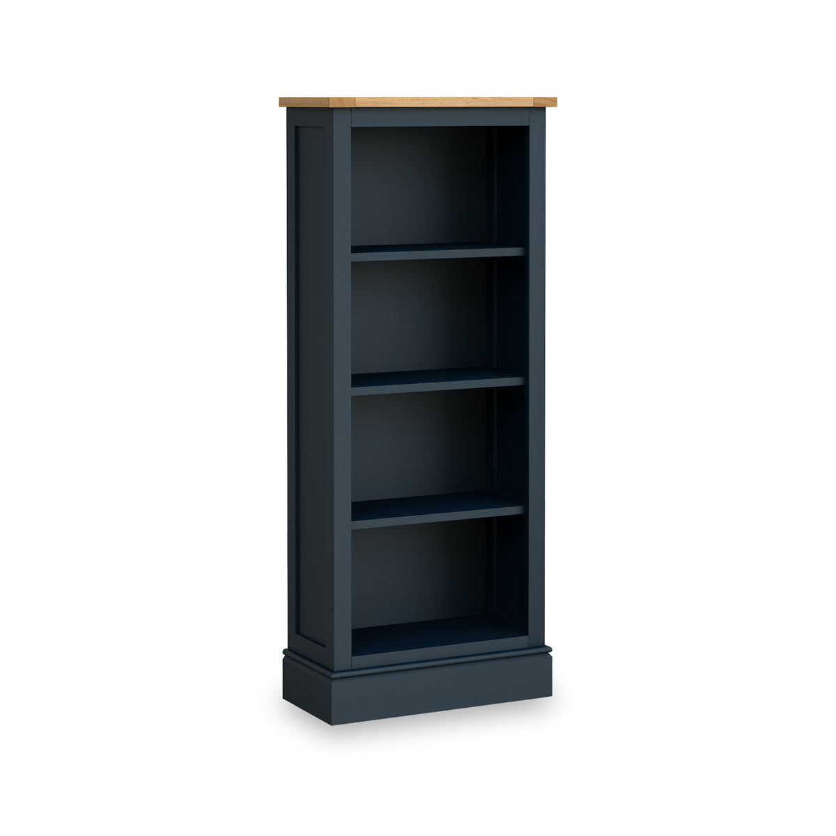 Bude Navy Blue Slim Bookcase with Painted Shelves from Roseland Furniture