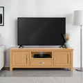 London Oak 140cm Wide TV Stand for contemporary living room from Roseland Furniture