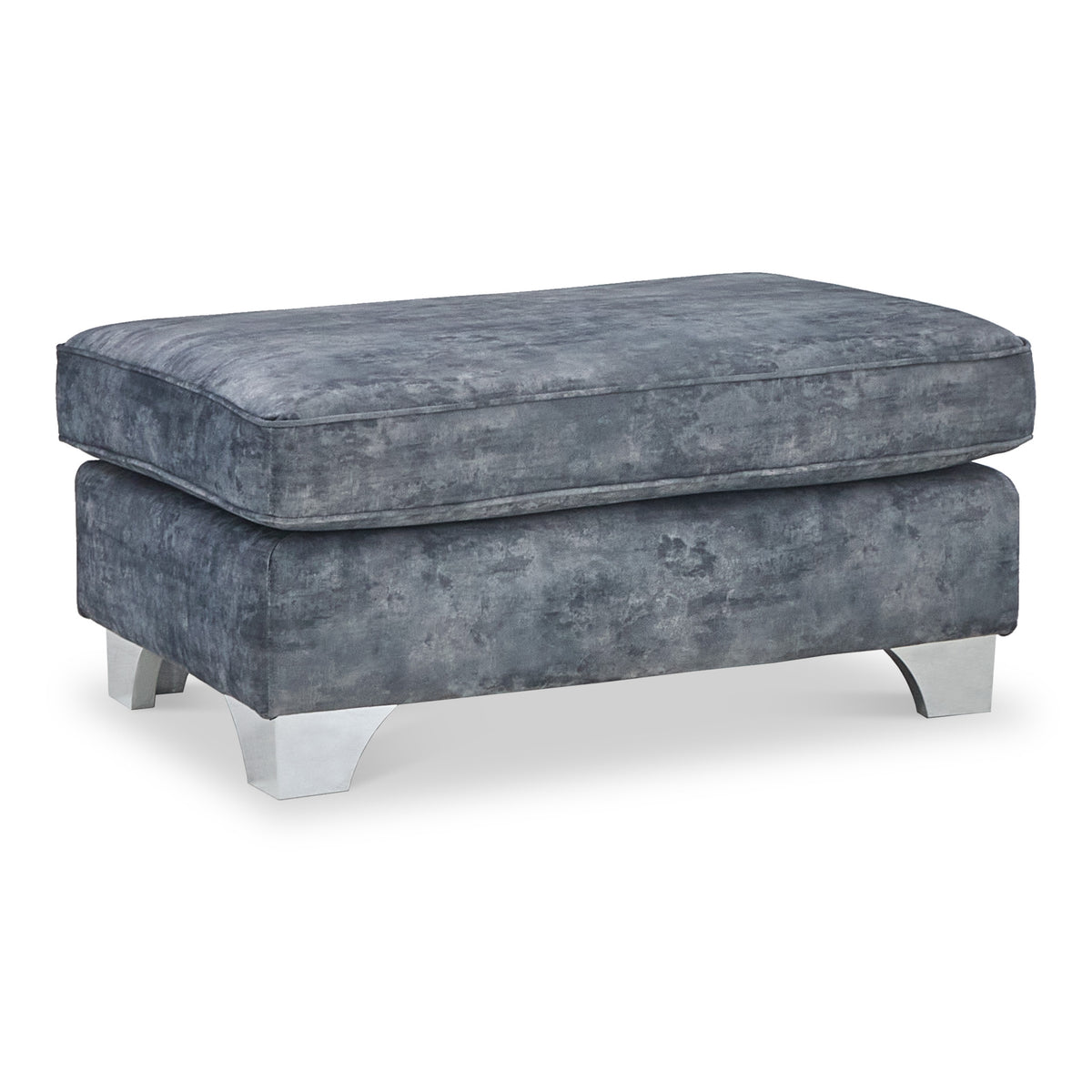 Ariana Contemporary Dark Grey Velvet Footstool Roseland