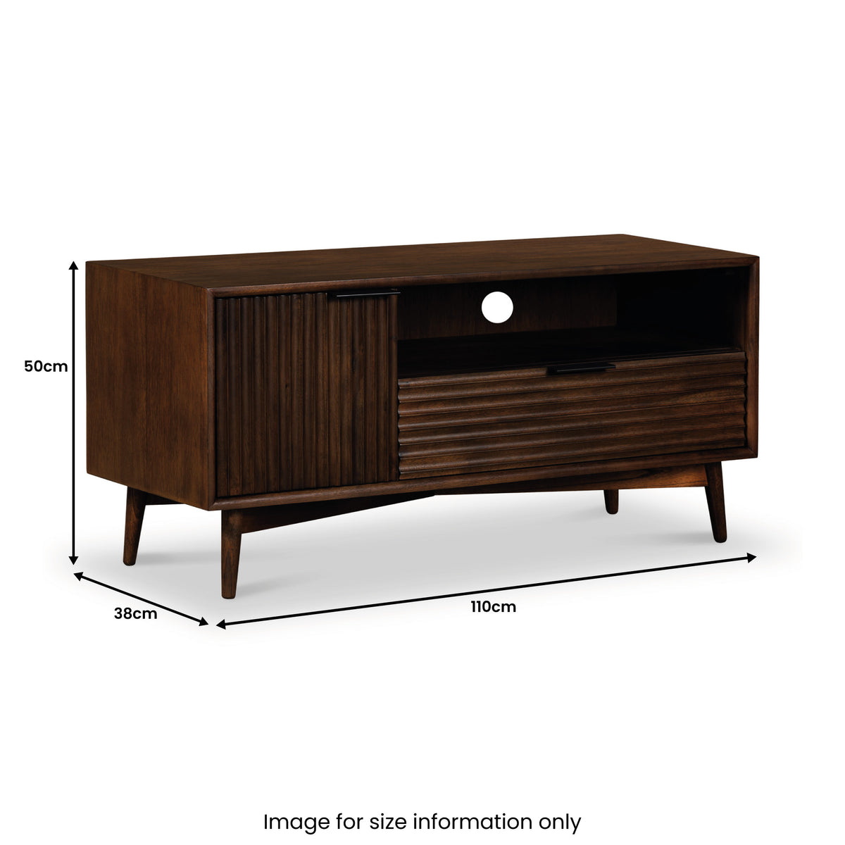 Oskar Small 110cm Grooved TV Unit dimensions