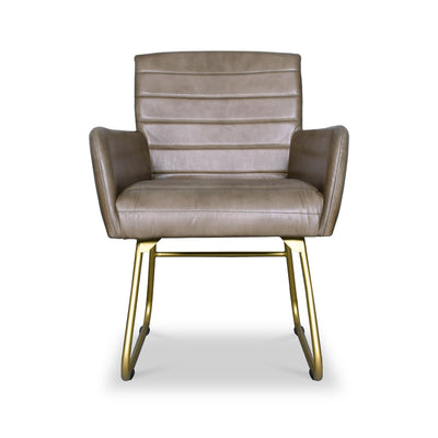 Leota Leather Armchair with Pleated Back