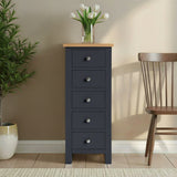 Farrow Charcoal 5 Drawer Tallboy Chest from Roseland Furniture