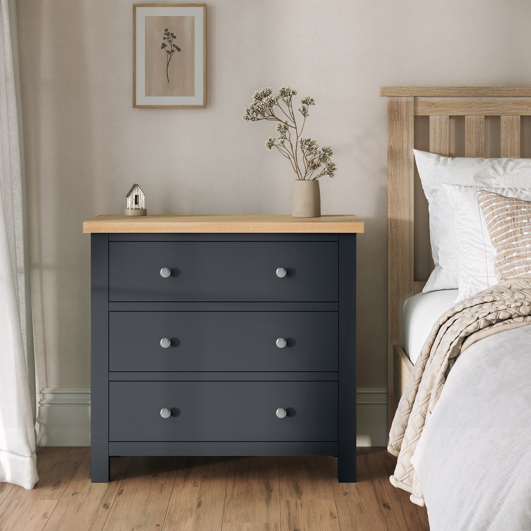 Farrow Charcoal Small 3 Drawer Chest from Roseland Furniture