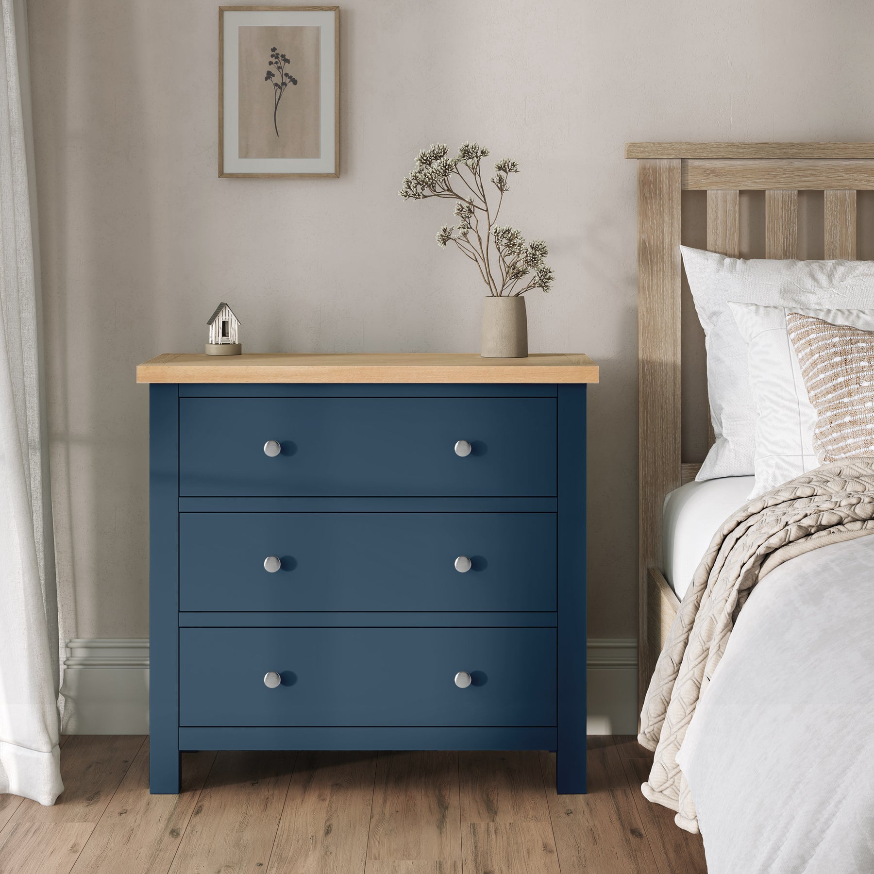 Farrow 3 Drawer Chest in Navy from Roseland Furniture