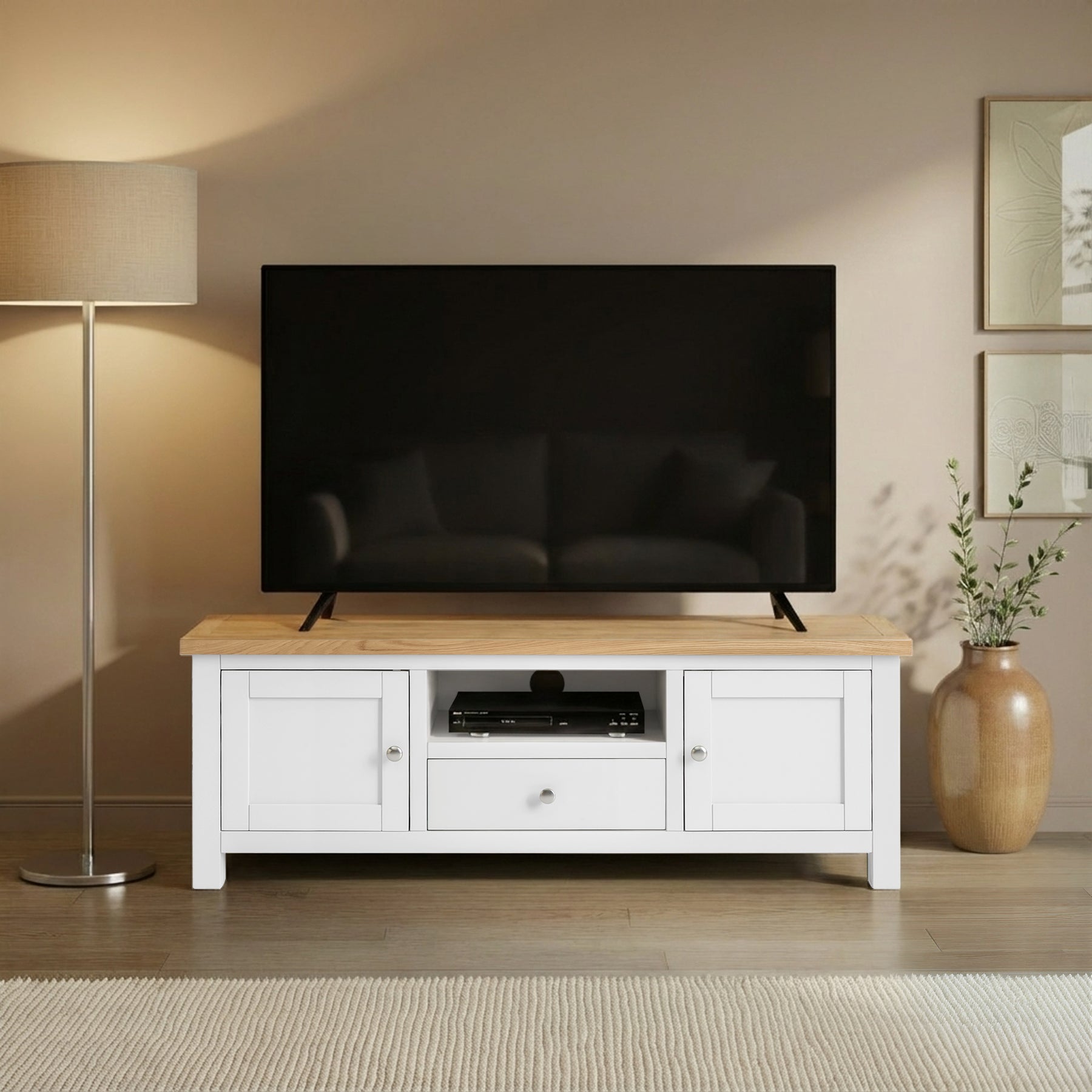 Farrow White 140cm Wide TV Stand from Roseland Furniture