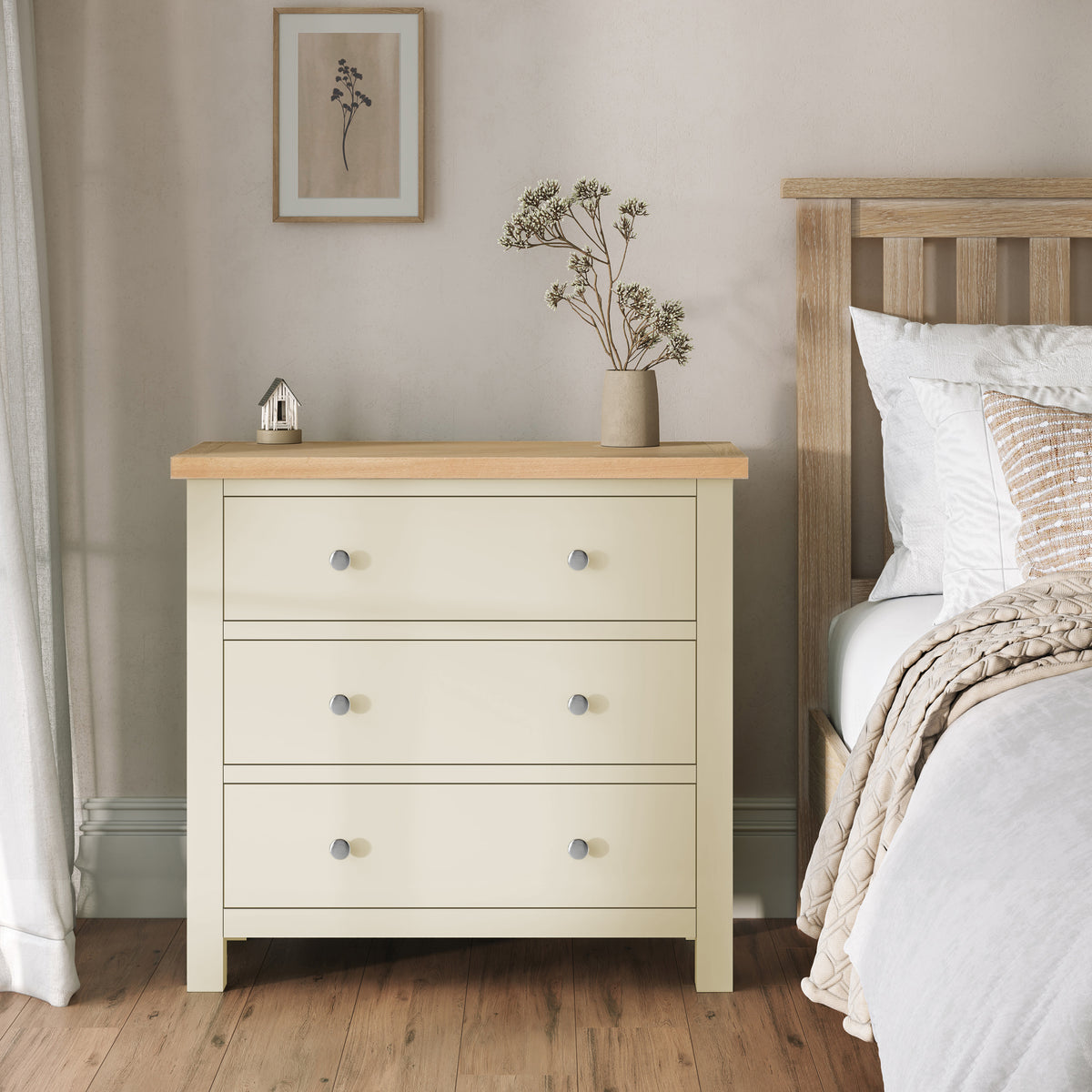cream 3 drawer dresser Henley Scalloped Edge 3 Drawer Dresser, Light Sand