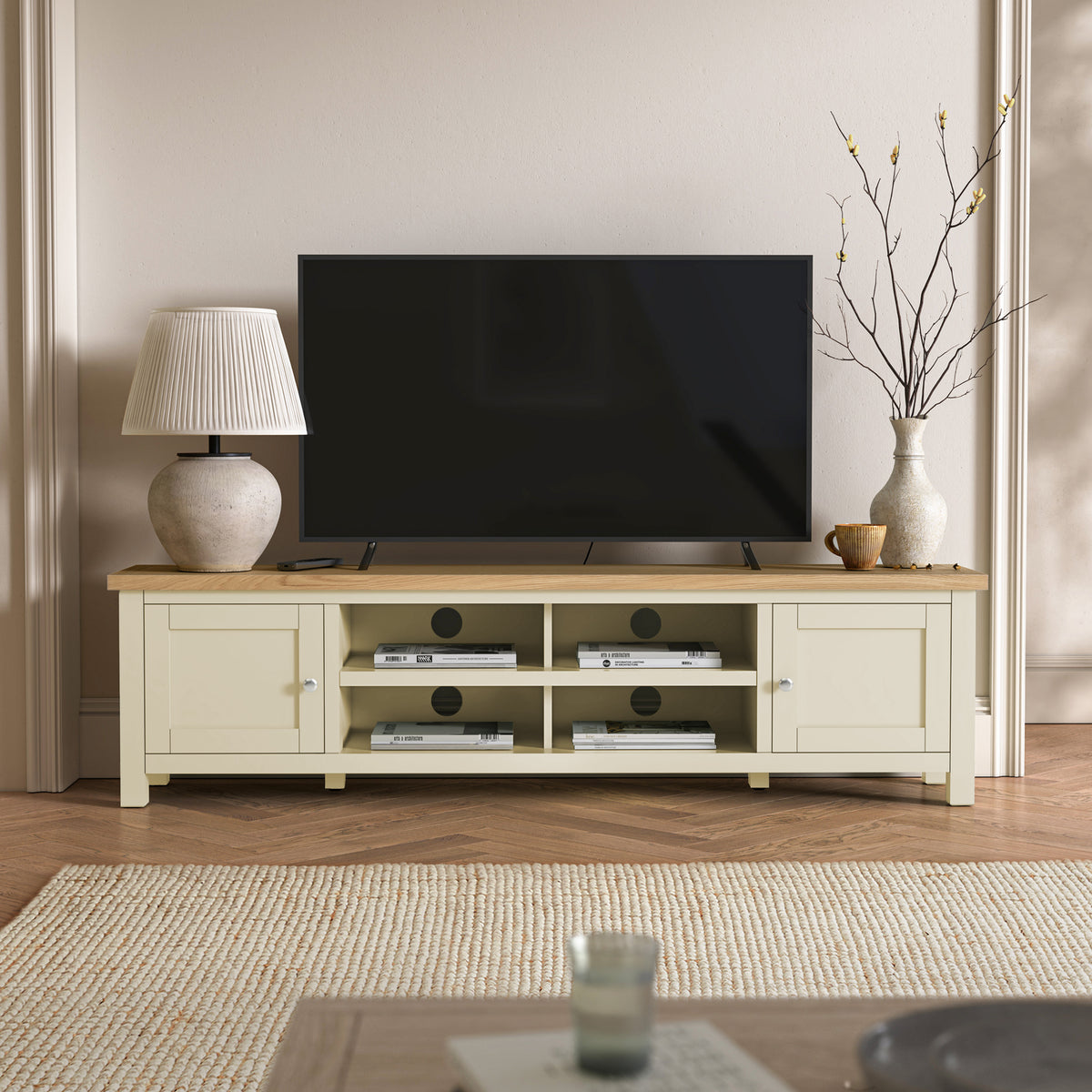 Farrow Cream 180cm Extra Wide TV Stand from Roseland Furniture