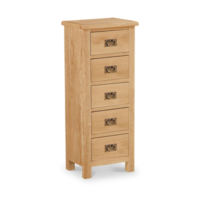 Lanner Oak 5 Drawer Tallboy Chest