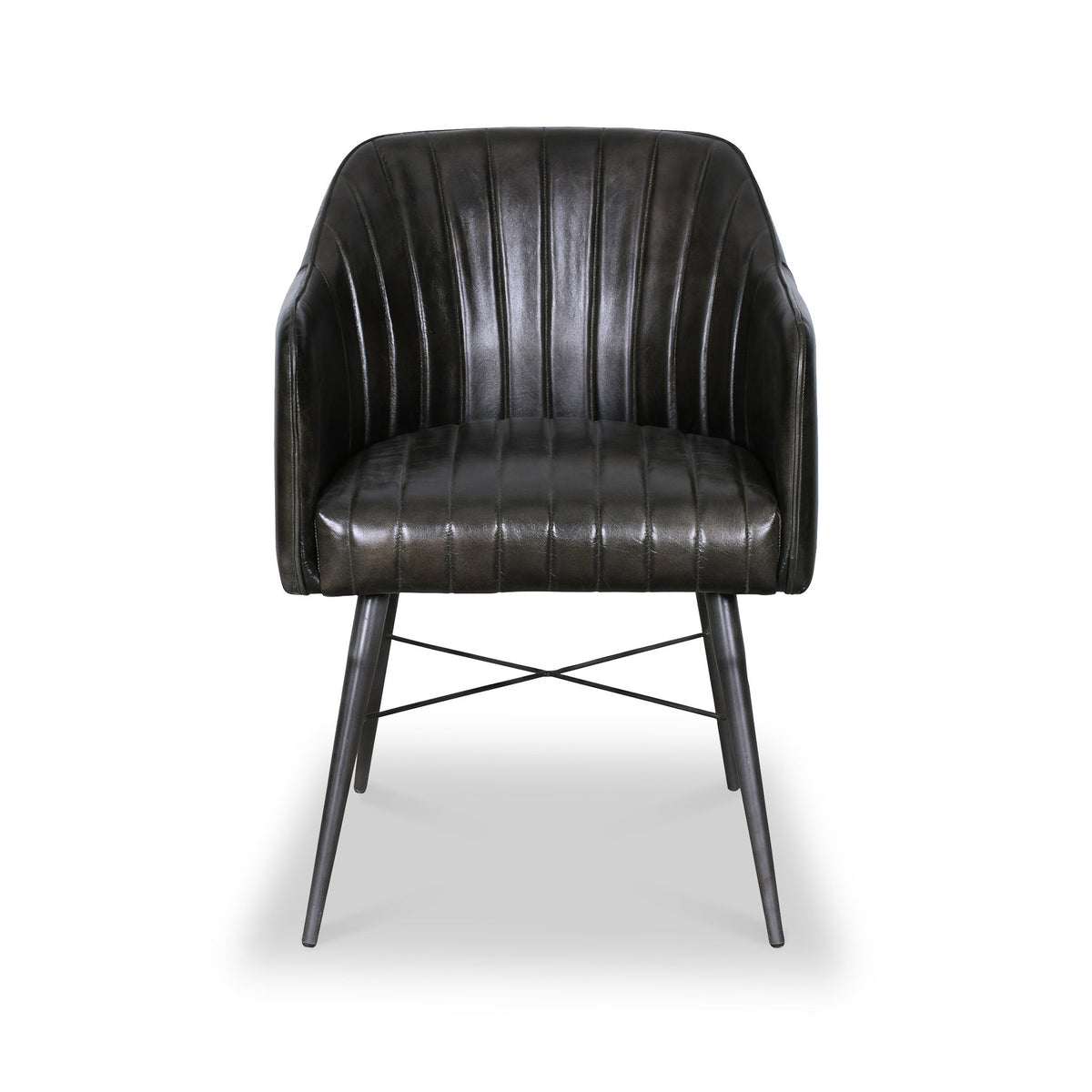 Aitor Leather Armchair with Pleated Back from Roseland Furniture