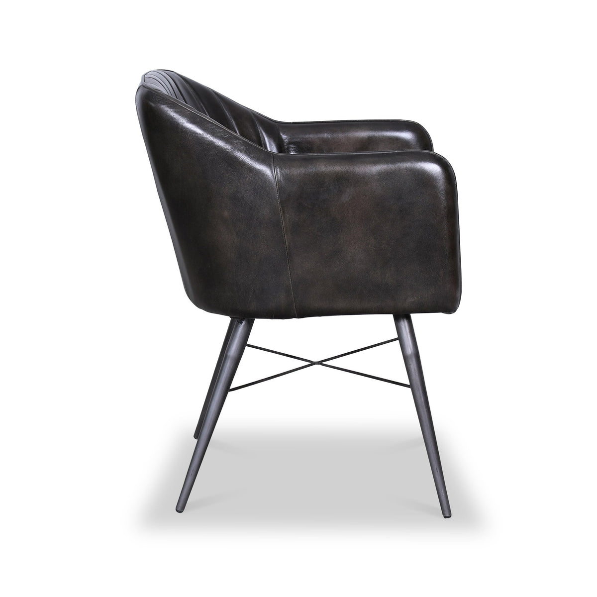 Aitor Leather Armchair with Pleated Back from Roseland Furniture