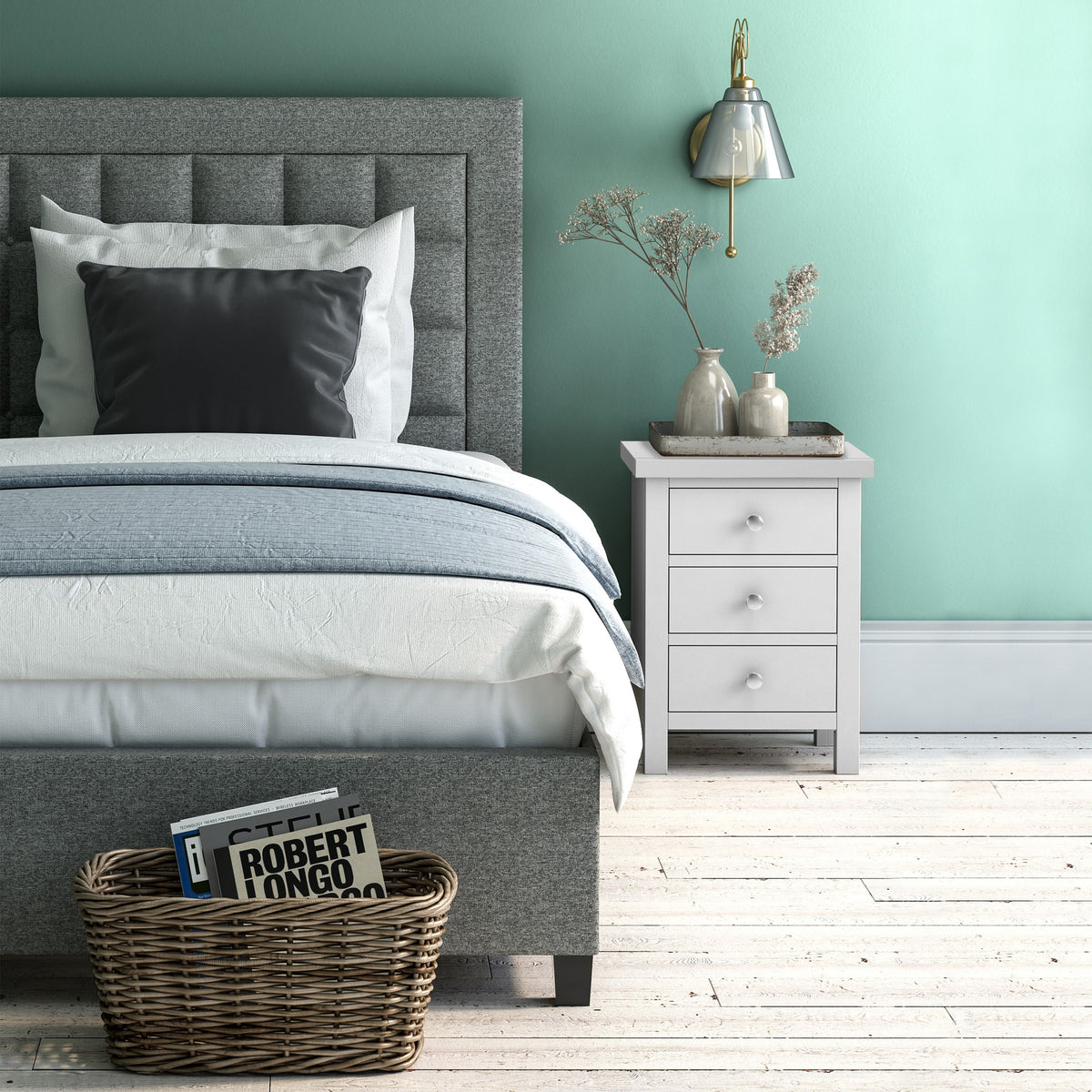 Cornish Dove Grey Bedside Table for Bedroom