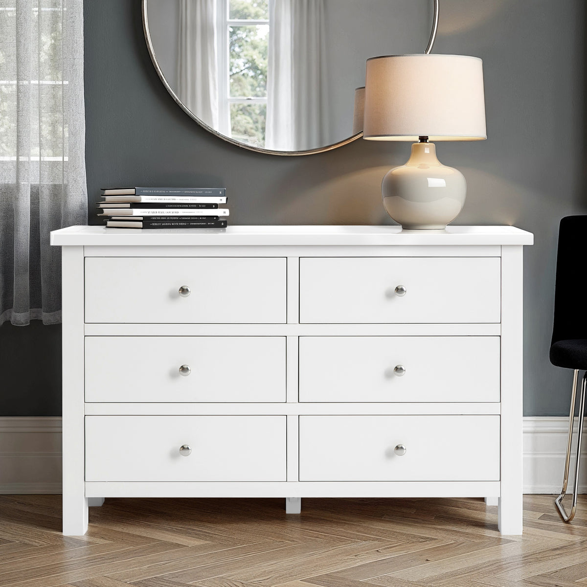 Cornish White 6 Drawer Chest from Roseland Furniture