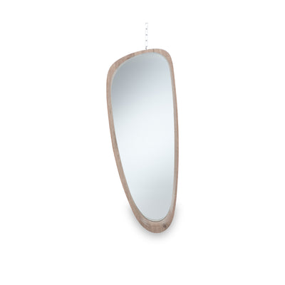 Natural Wood Veneer Teardrop Shaped Mirror