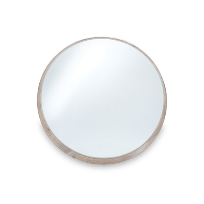 Natural Wood Veneer Round Wall Mirror