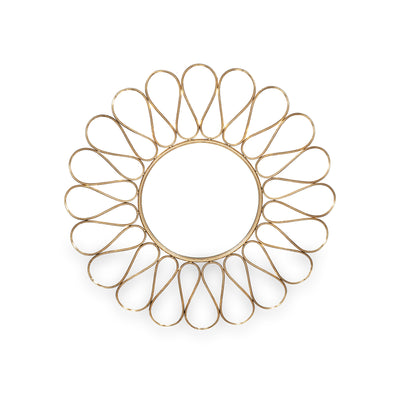 Antique Gold Metal Petal Design Round Wall Mirror