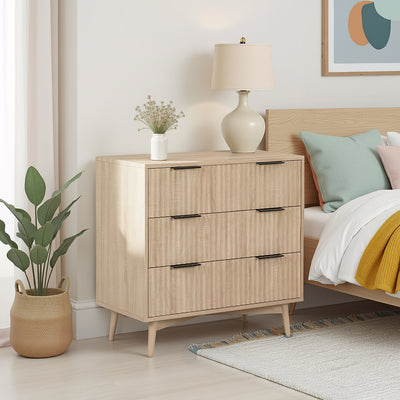 Jakob Oak 3 Drawer Grooved Chest