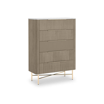 Amelie Grey Fluted 5 Drawer Chest