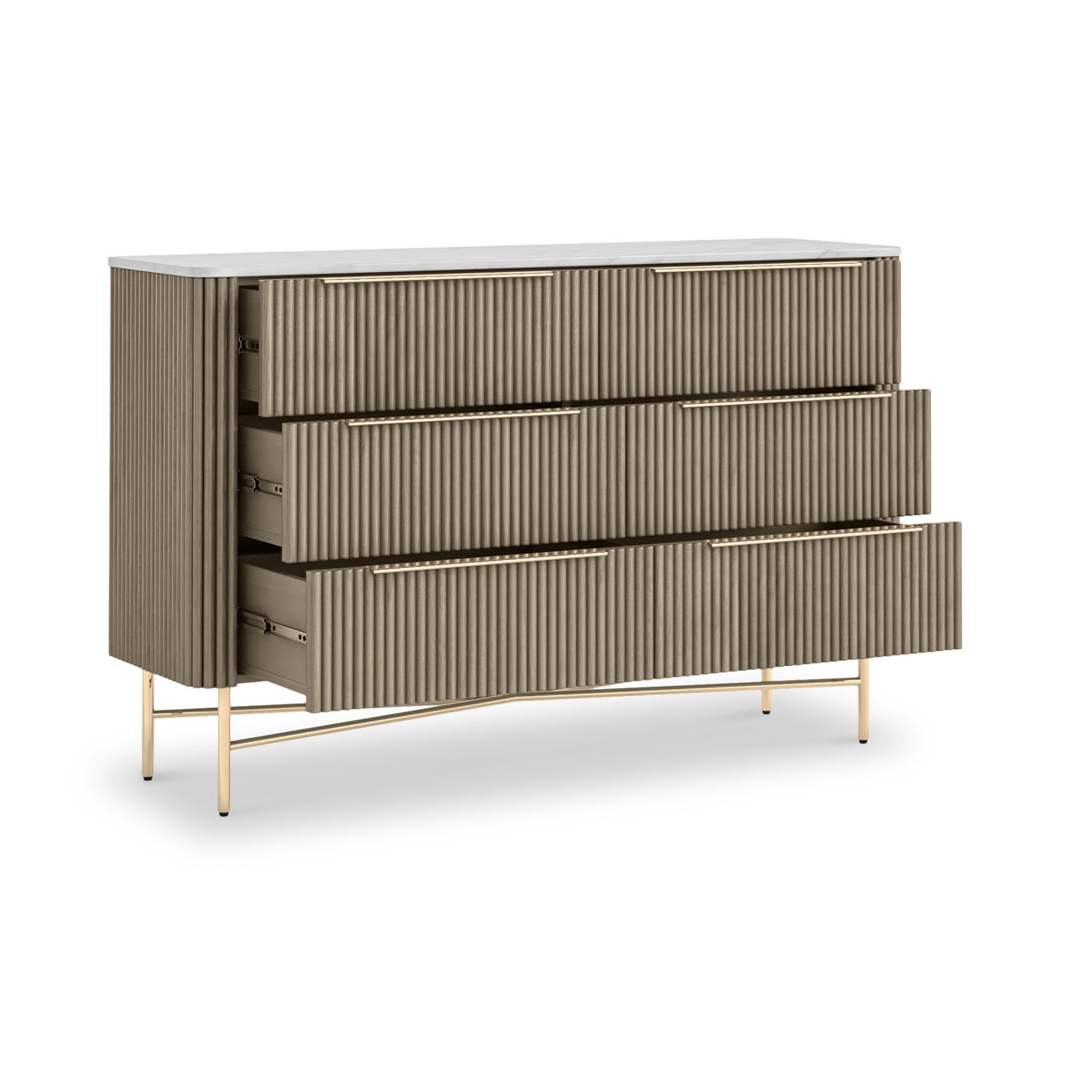 Amelie Grey Fluted 6 Drawer Chest by Roseland Furniture